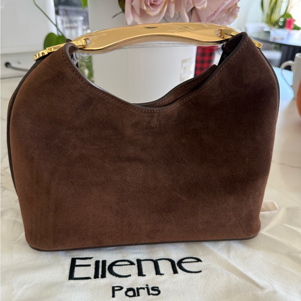 Brown Suede Boomerang Bag - Picture 2 of 7